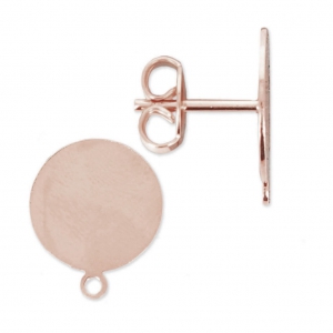 Clous d'oreilles disque 14 mm pour la création de bijoux fantaisie doré rose x2