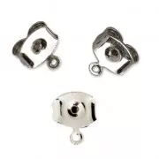 Poussoirs/Poussettes avec anneau à décorer 7 mm pour clous d'oreilles rhodié x2