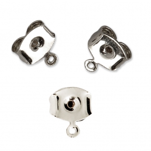 Poussoirs/Poussettes avec anneau à décorer 7 mm pour clous d'oreilles rhodié x2