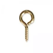 Crochets pitons à visser avec anneau 5 mm doré x2