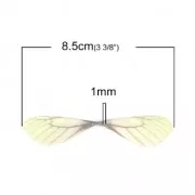 Pendentif ailes de papillon avec 2 trous 42.5x17 mm Jaune et Marron x1