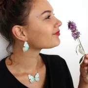 Papillon sans trou 50x35 mm Bleu et Vert x1