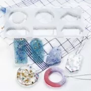 Moule silicone pour réaliser des pendentifs en résine 70 mm 6 formes géométriques