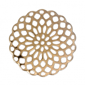 Estampes pendentifs rosaces 25 mm Doré à l'or fin x4