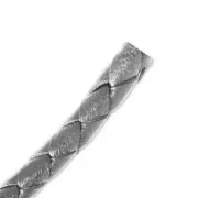 Cordon cuir tressé 5 mm Argenté x 50 cm