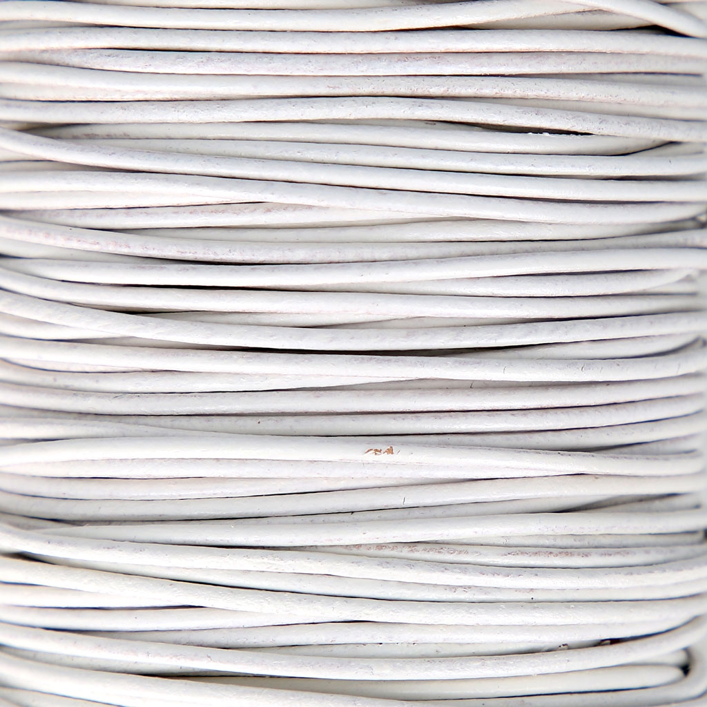 Cordon En Cuir Tressé Rond 5 Mm Blanc - 5 Mètres - Cuir Véritable Pour Bijoux Et Artisanat