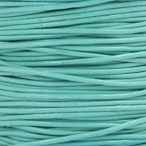 Cordon en cuir européen 1.5 mm Bleu Turquoise x1m