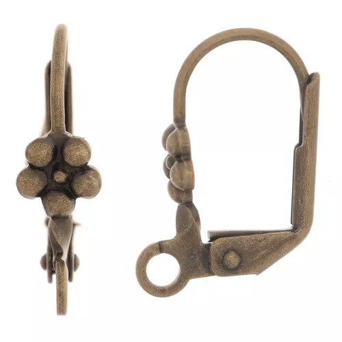 Dormeuses fleur avec anneau 16 mm bronze x4