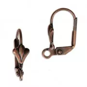 Dormeuses fleur de lys avec anneau 16 mm cuivré x2