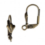 Dormeuses fleur de lys avec anneau 16 mm bronze x2|raw }}