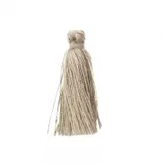 Pompon coton 32 mm Ivoire / Doré x1