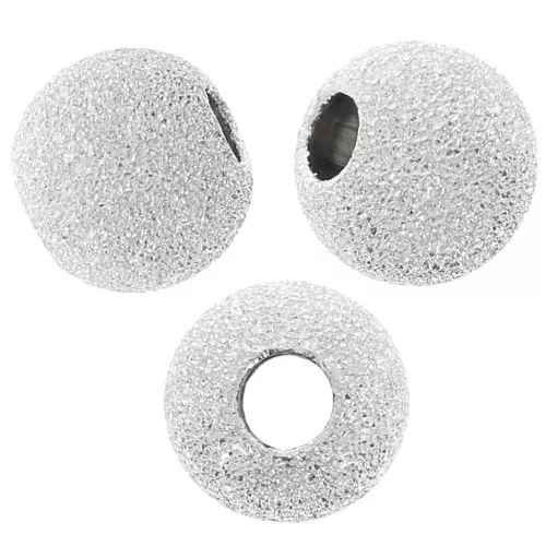 Perles Rondes diamantées 6 mm - Argent 925 x5