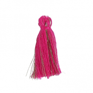 Pompon coton 32 mm Fuchsia / Doré x1