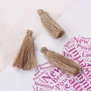 Pompon coton 32 mm Marron / Doré x1