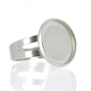 Bague serti réglable pour cabochon fond plat 14 mm en Acier inox x1