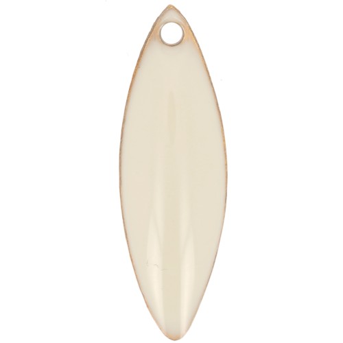 Sequins navette en métal et résine époxy 16x5 mm Crème x6