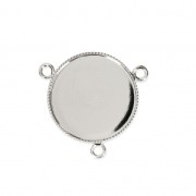 Intercalaire serti 3 anneaux pour cabochon fond plat 20 mm Placage Argent fin x1|raw }}