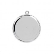 Serti pendentif pour cabochon fond plat 25 mm Placage Argent fin x1|raw }}