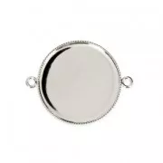 Intercalaire serti pour cabochon fond plat 25 mm Placage Argent fin x1
