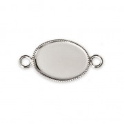 Intercalaire serti pour cabochon ovale fond plat 14x10 mm Placage Argent fin x1|raw }}