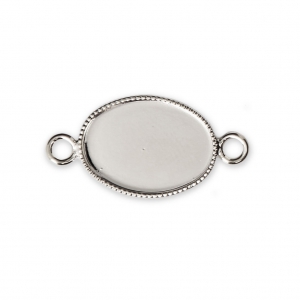 Intercalaire serti pour cabochon ovale fond plat 14x10 mm Placage Argent fin x1