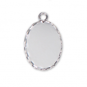 Serti pendentif pour cabochon ovale fond plat 18x13 mm Placage Argent fin x1