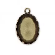 Serti pendentif pour cabochon ovale fond plat 18x13 mm bronze x1