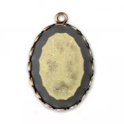 Serti pendentif pour cabochon ovale fond plat 25x18 mm bronze x1
