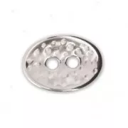 Bouton ovale martelé 14x10 mm Placage Argent fin vieilli x1