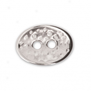 Bouton ovale martelé 14x10 mm Placage Argent fin vieilli x1