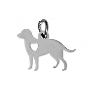 Breloque chien ajourée coeur 15x14 mm en Acier inoxydable x1