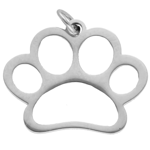 Breloque patte de chien 16x12.8 mm - Acier inoxydable 304 x1