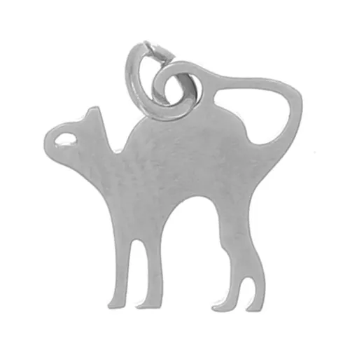 Breloque chat 11.5x12 mm en Acier inoxydable 316L x1