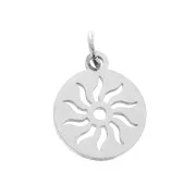 Breloque ronde ajourée soleil 12 mm en Acier inoxydable x1