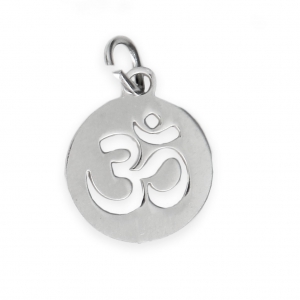 Breloque ronde ajourée signe Ohm 12 mm en Acier inoxydable x1