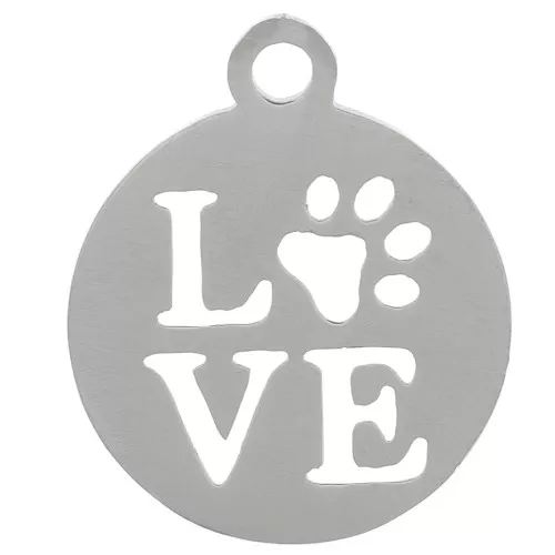 Breloque ronde ajourée LOVE 12 mm en Acier inoxydable x1
