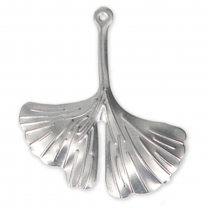 Pendentif feuille de Ginkgo 29x26 mm en Acier inox x1