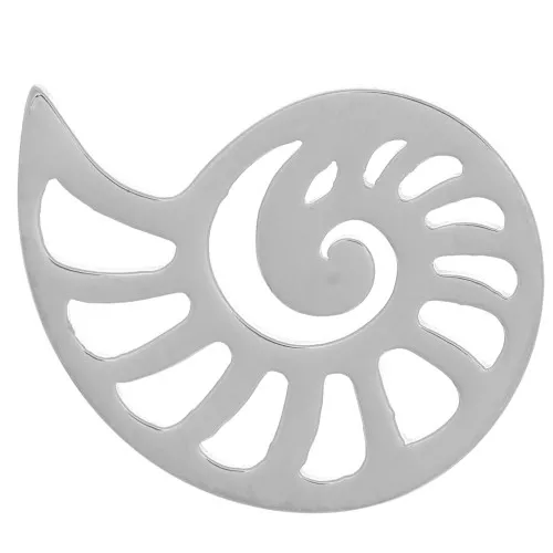Pendentif - intercalaire coquillage 14.5x11 mm - Acier inoxydable 316L x1