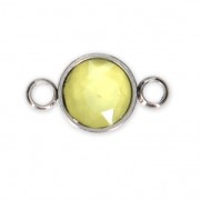 Intercalaire rond et cabochon facetté 17x9.5 mm en Acier inox/Jaune x1|raw }}