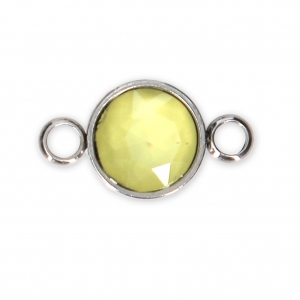 Intercalaire rond et cabochon facetté 17x9.5 mm en Acier inox/Jaune x1