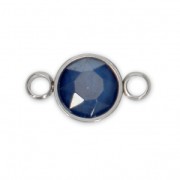 Intercalaire rond et cabochon facetté 17x9.5 mm en Acier inox/Royal Blue x1|raw }}