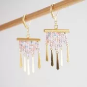 Embout pour tissage de perles rocailles & Delica Miyuki 20 mm doré rose x1