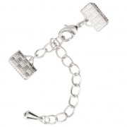 Fermoir mousqueton avec embouts à serrer 10 mm Placage Argent fin x1|raw }}