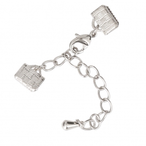 Fermoir mousqueton avec embouts à serrer 8 mm Placage Argent fin x1