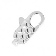 Fermoir mousqueton décor quadrillé 12 mm Placage Argent fin x1|raw }}