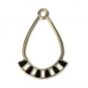 Pendentifs gouttes en métal et résine époxy 30x21 mm Doré / Noir x2