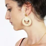 Pendentif rond en rotin 42 mm pour la création de bijoux DIY x1