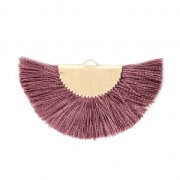 Pendentif éventail demi-lune franges pompons 25x47 mm Mauve/doré x1|raw }}