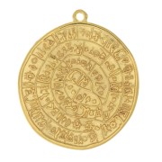 Pendentif médaille Disque de Phaistos 28 mm Doré à l'or fin x1
