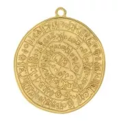 Pendentif médaille Disque de Phaistos 28 mm Doré à l'or fin x1
